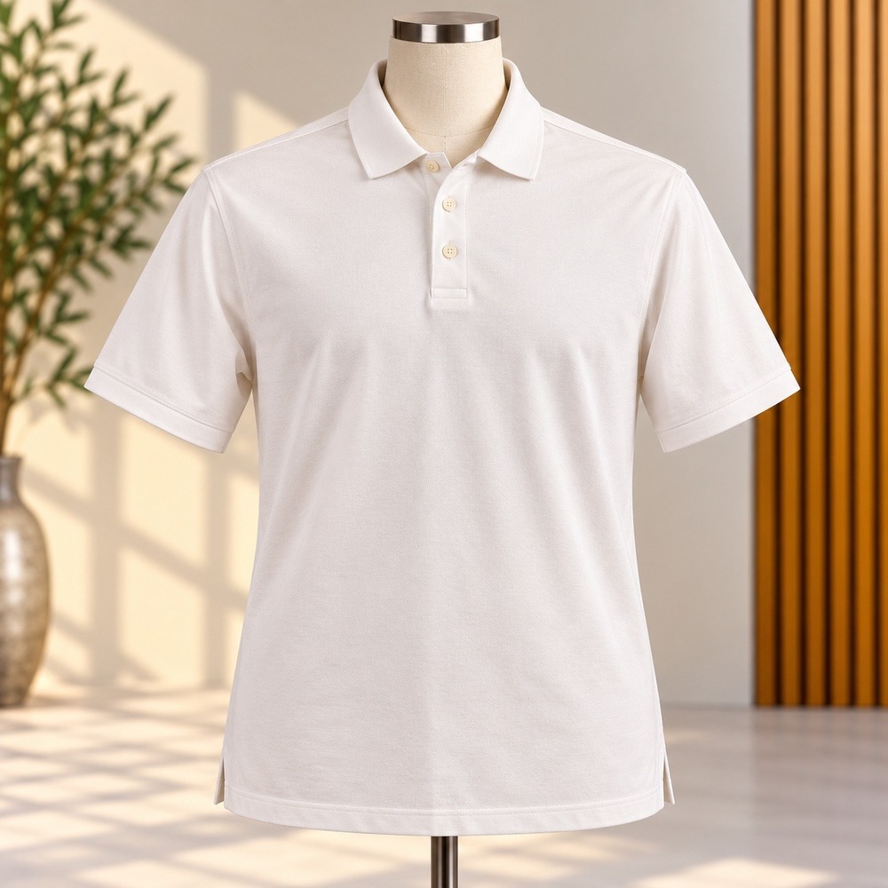 Calvin Klein Polo Shirt Mens Medium White Short Sleeve Embroidered Logo Classic